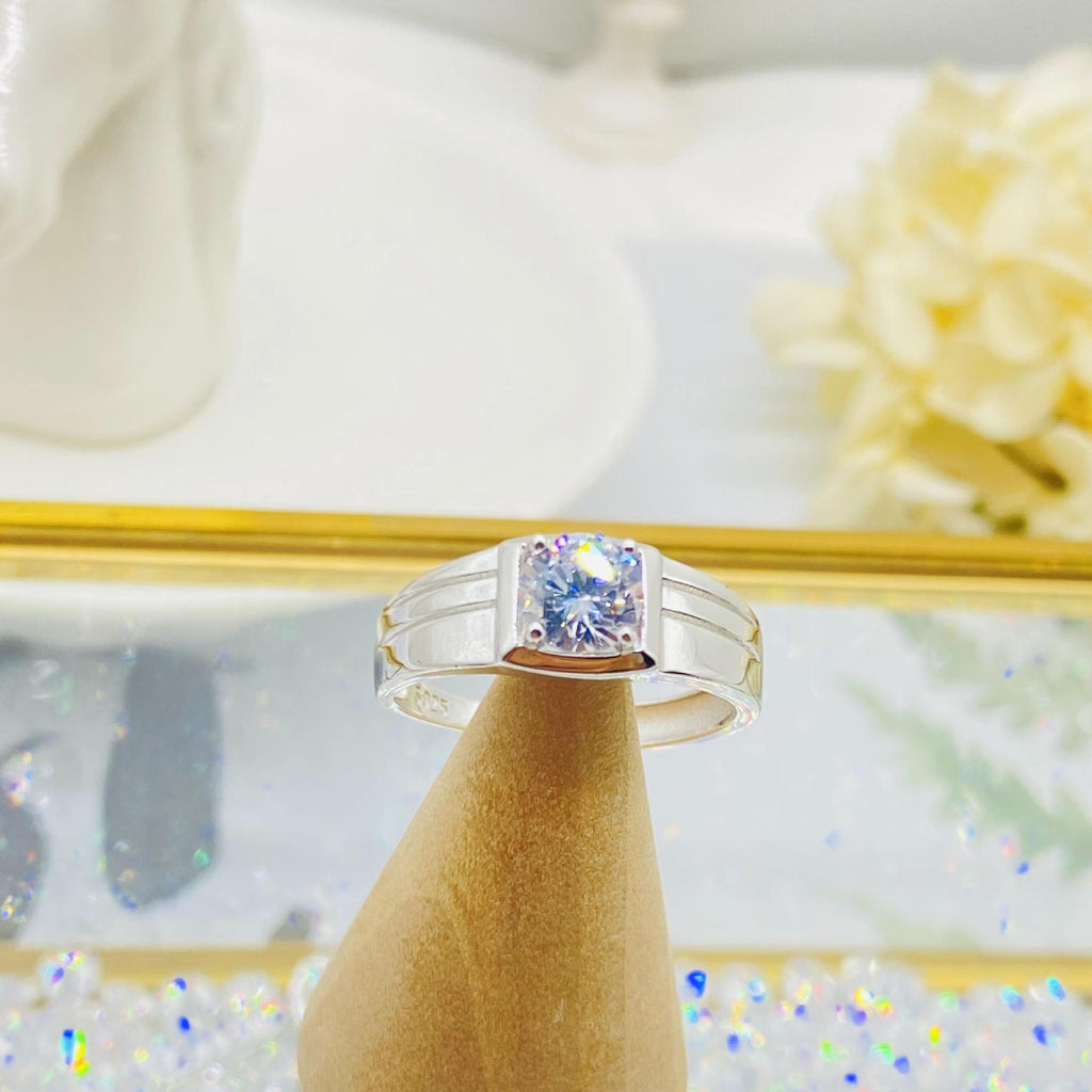 Men 1pc 1 Carat Moissanite Men's Ring