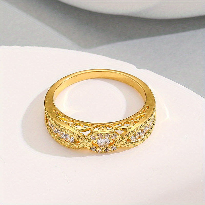 Retro Hip Hop Men's Hollow Out Zircon Ring