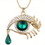 Rhinestone Evil Eye Water Drop Pendant Necklace