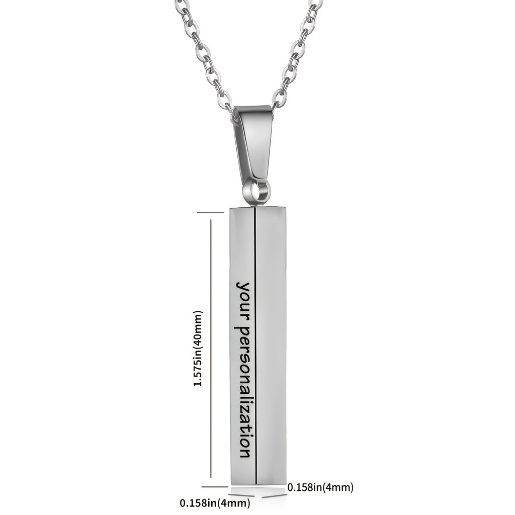 Personalized Custom Titanium Steel Bar Pendant Necklace