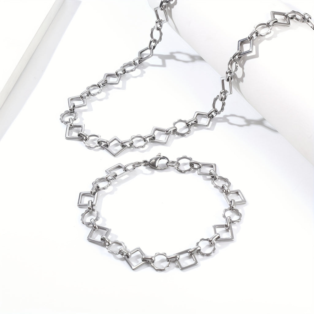 Gear Geometric Splicing Necklace Bracelet