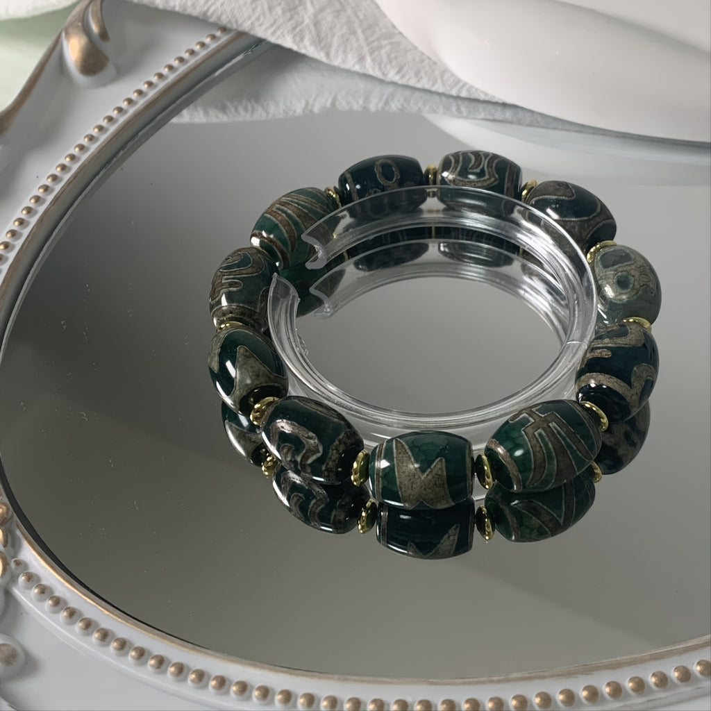 Men's Green Beaded Bracelet Nobleman Beaded Jewelry