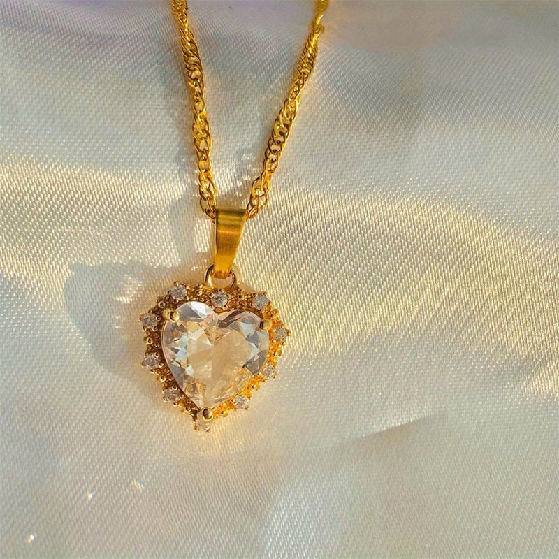 Love heart Colorful Pendant Peach Heart Necklace