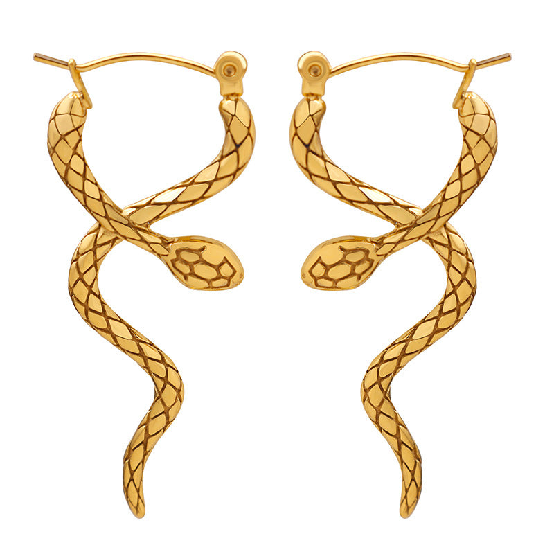 Geometric Cross Wrap Snake Earrings