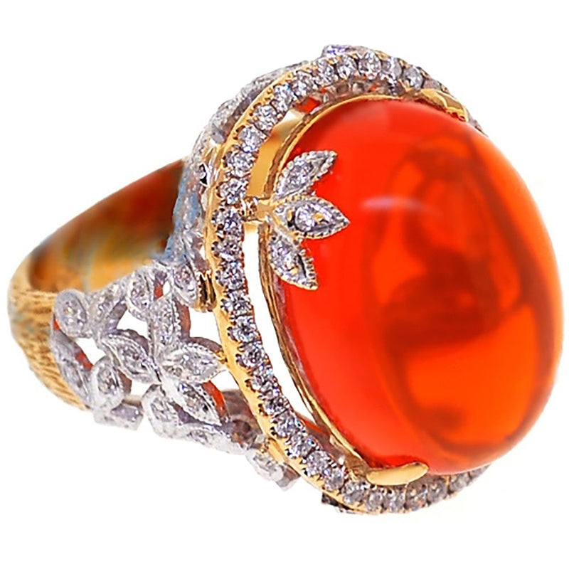 Hollow Flower Orange Gem Ring