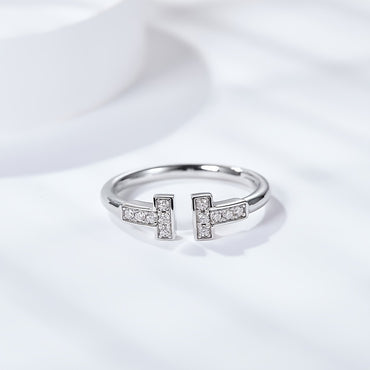 Women Classic Minimalist Double T Ring