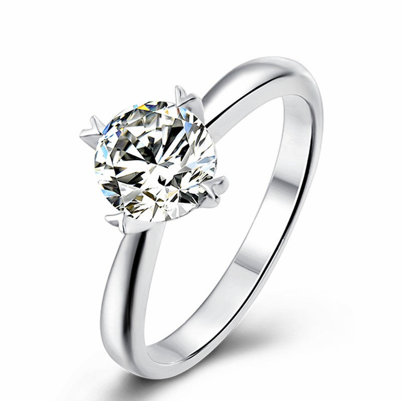 Women Classic Moissanite Finger Ring 1 Carat Round Moissanite Anniversary Engagement Wedding Ring