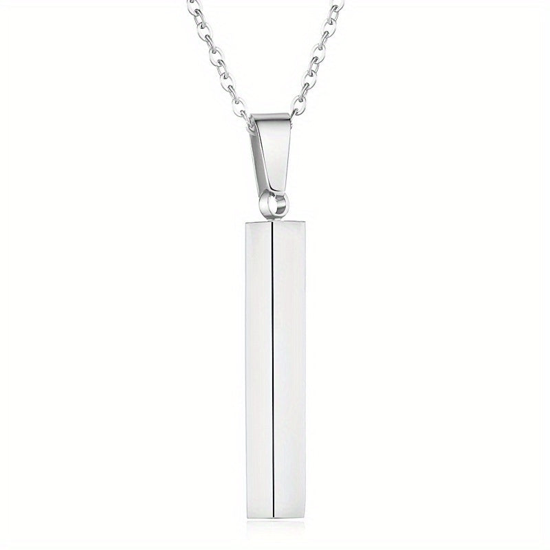 Personalized Custom Titanium Steel Bar Pendant Necklace
