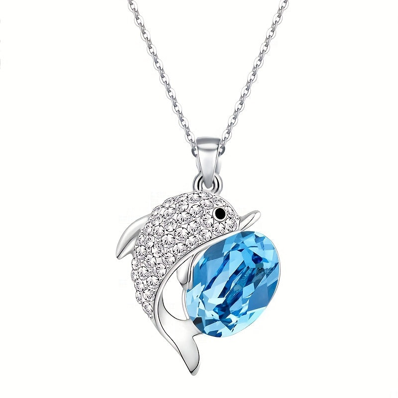 Sapphire Dolphin Pendant Necklace