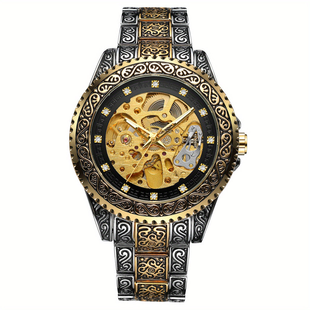 Men's Vintage Carved Golden Watch