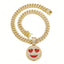 Ice Out Smiley Hearts Enamel Pendants Necklaces