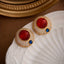 Wine Red Round Premium Elegant Vintage Earring