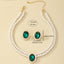 Vintage Emerald & Faux Pearl Earrings Necklace Set