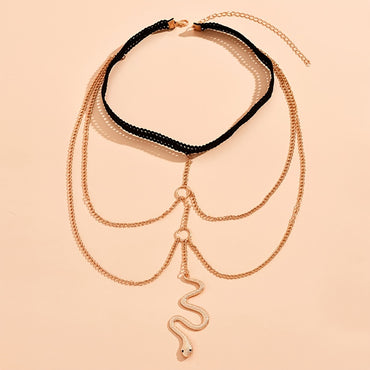 Women's Snake Shape Tassel Body Leg Chain