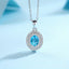 Women 925 Sterling Silver Blue Topaz Moissanite Pendant Necklace