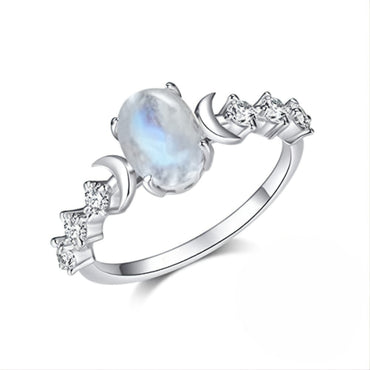 Oval Moonstone Cubic Zirconia Ring