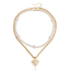 Women Baroque Style Double Layer Imitation Pearl Love Pendant Necklace