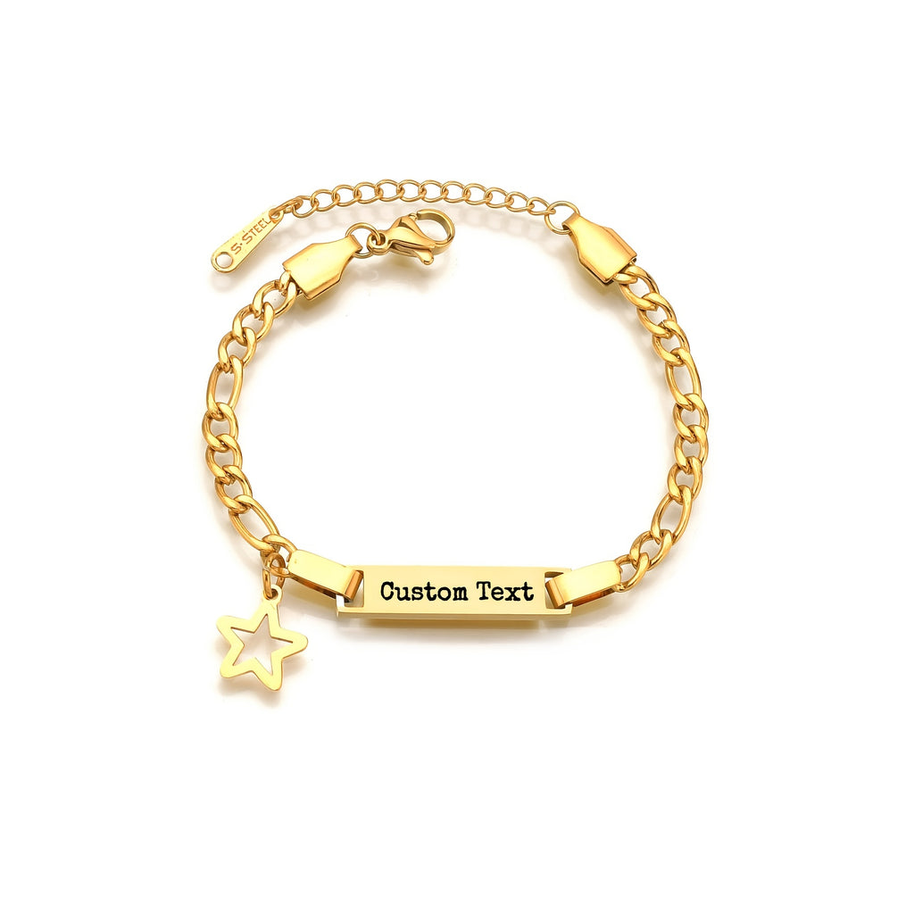 Personalized Name Titanium Steel Lettering Star Charm Bracelet