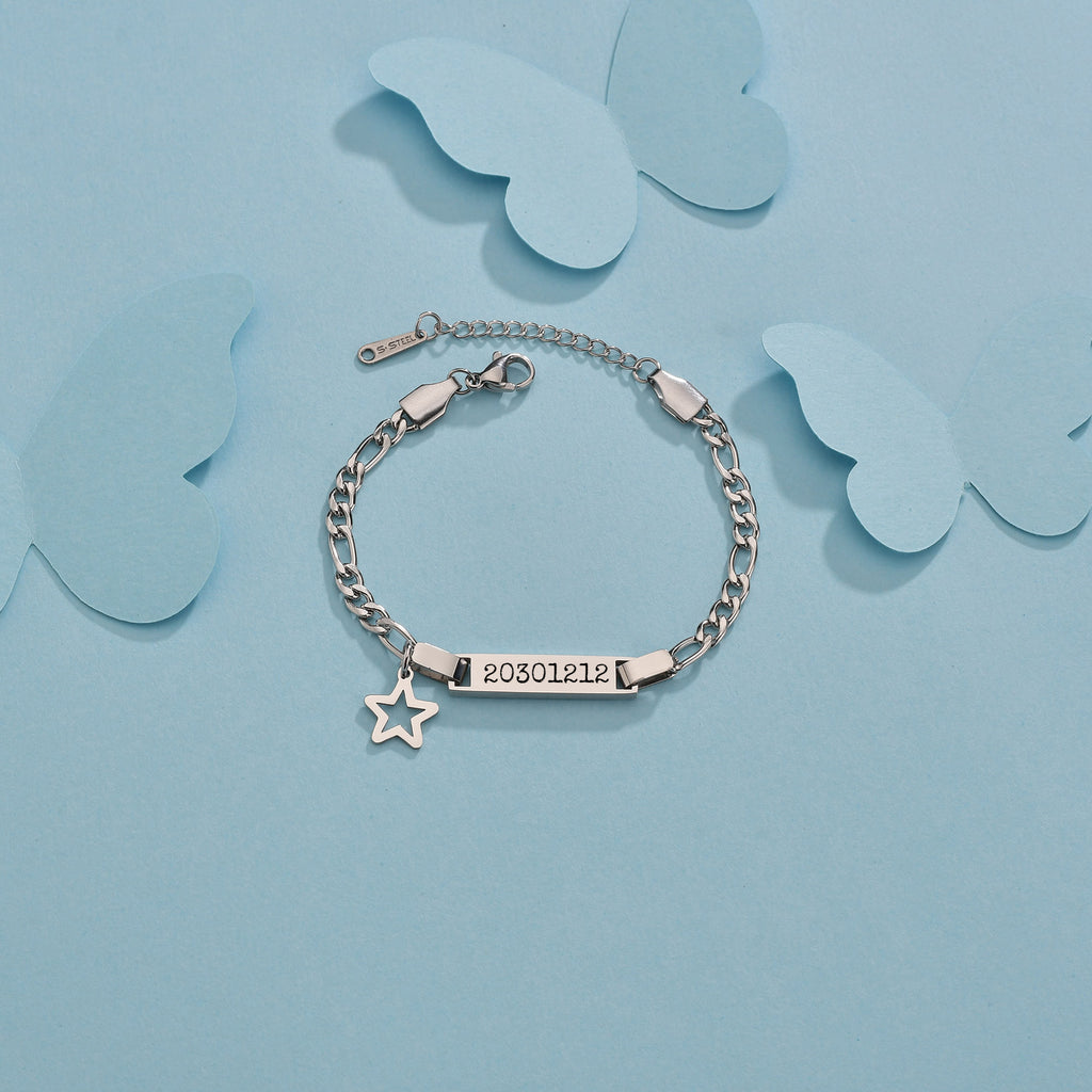 Personalized Name Titanium Steel Lettering Star Charm Bracelet