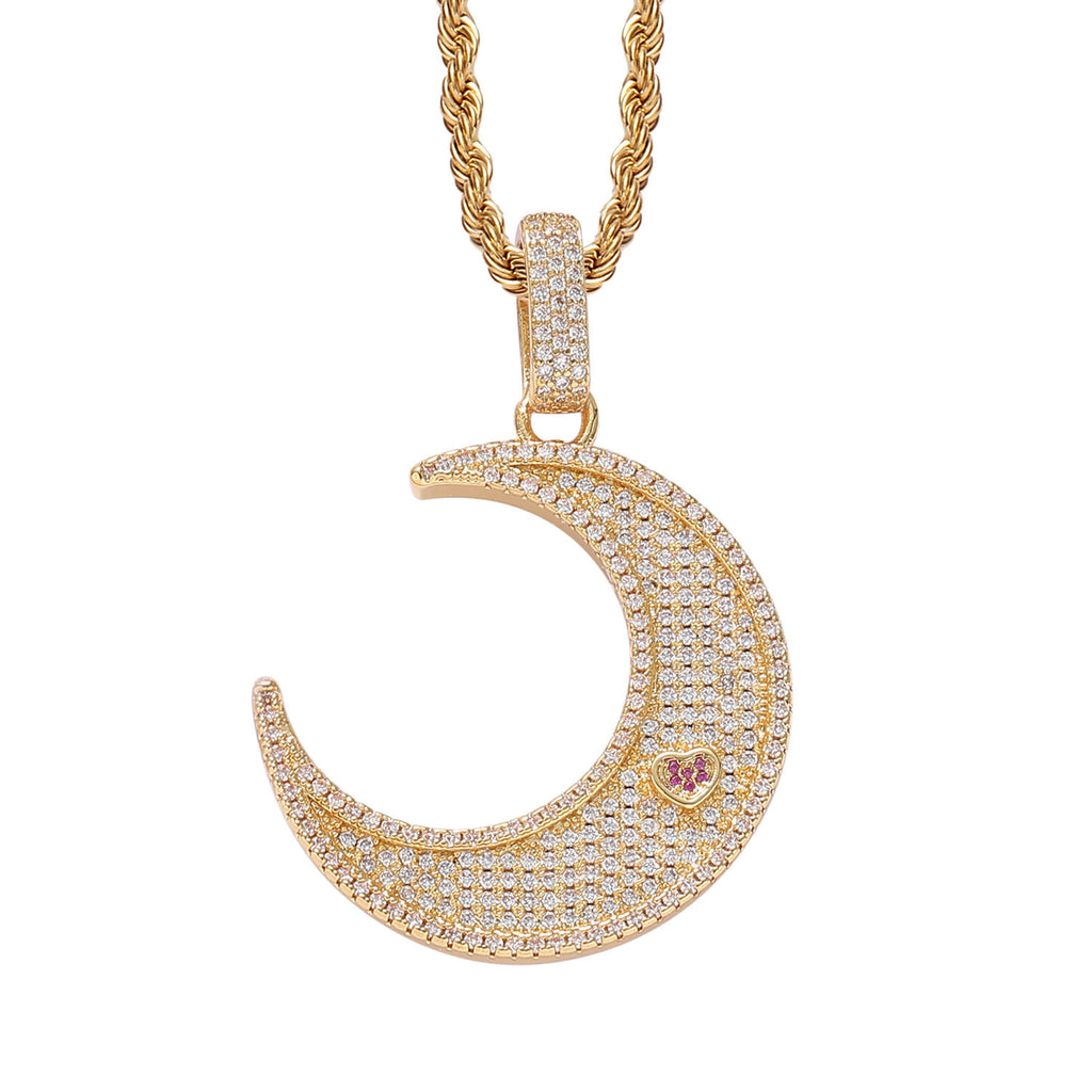 Hip-hop Sun Moon Pendant Necklace