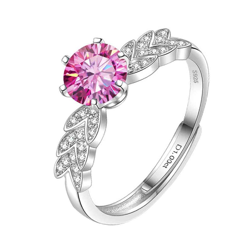 Inlaid Pink Moissanite Ring