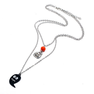 Halloween Spooky Ghost Double Layer Pumpkin Necklace