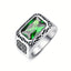 Men 925 Silver Ring Retro Pattern Artificial Gemstone Ring