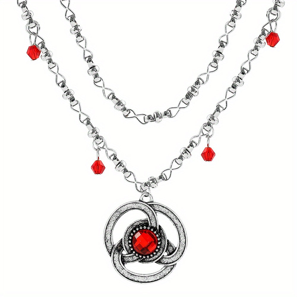 Zinc Alloy Red Ruby Pendant Necklace