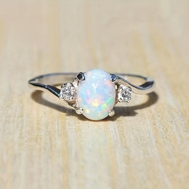 Moonstone Zircon Decor Copper Ring