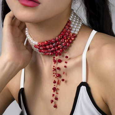 Halloween Bloody Pearl Choker Necklace