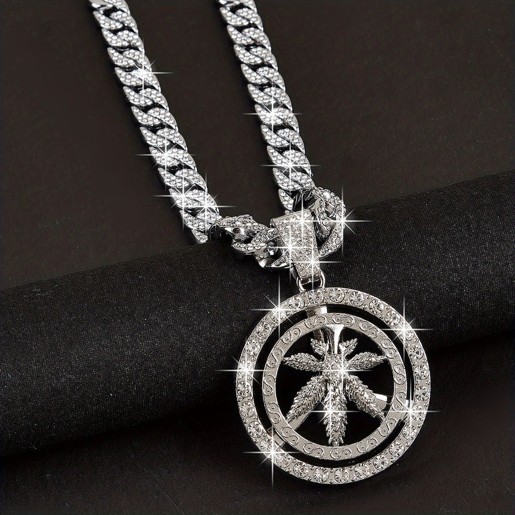 Silvery Rotate Leaves Pendant Necklace Chain