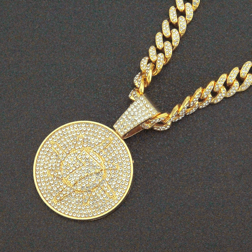 Cuban Link Chain Disc Pendant Pendant Necklace