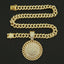 Cuban Link Chain Rotatable Disk Pendant Necklace