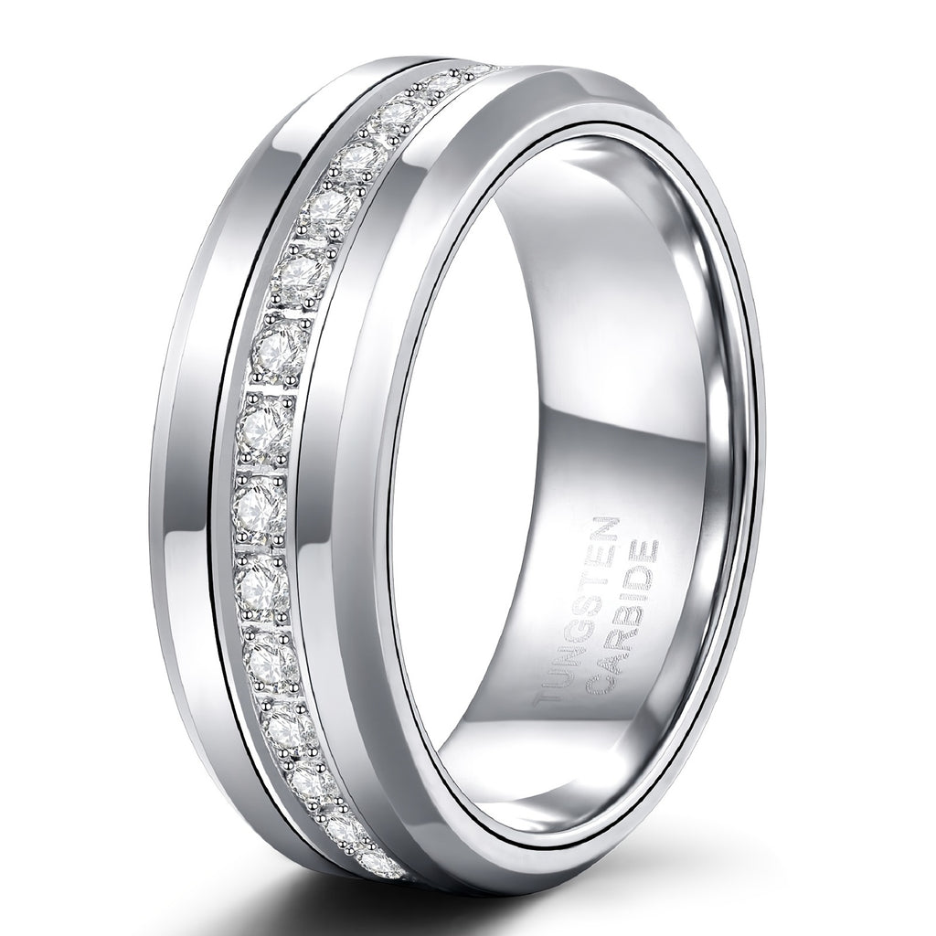 Cubic Zirconia Simple Tungsten Steel Ring