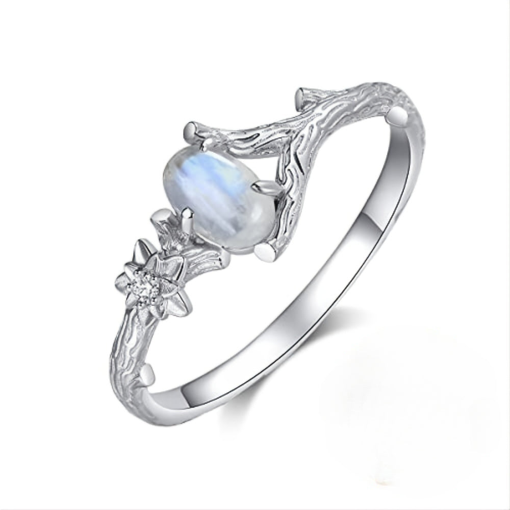 Moonstone Sterling Minimalist Statement Ring