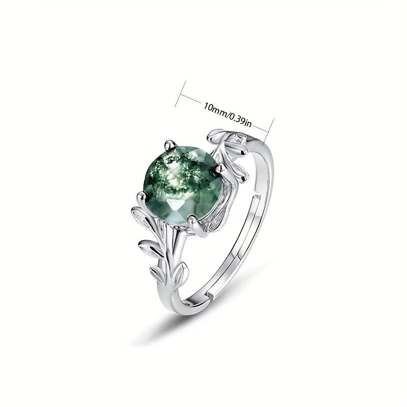 Women 1pc Men's 925 Silver Green Faux Gemstone Ring, table