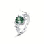 Women 1pc Men's 925 Silver Green Faux Gemstone Ring, table