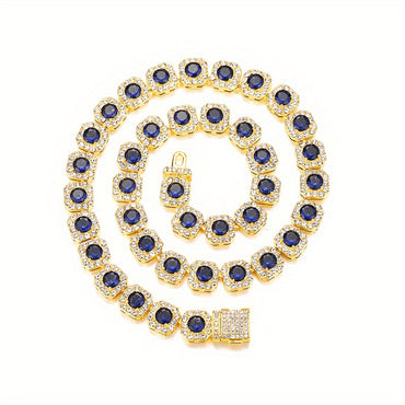 Row Of Tennis Chain Blue Rock Sugar Necklace
