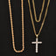 Punk Zircon Cross Multi-layer Pendant Necklace Set