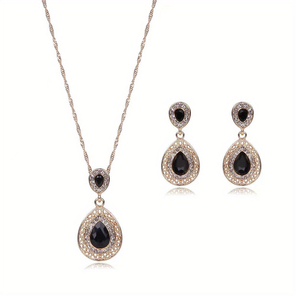 Engraving Artificial Crystal Zircon Jewelry Set