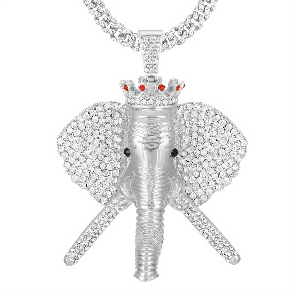 Hip Hop Charm King Of Elephant Pendant Necklace