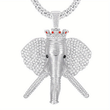 Hip Hop Charm King Of Elephant Pendant Necklace