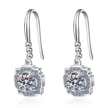 Women 1ct Moissanite Hook Drop Earrings