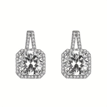 Women 1 CARAT Moissanite Classical Square Stud Earrings