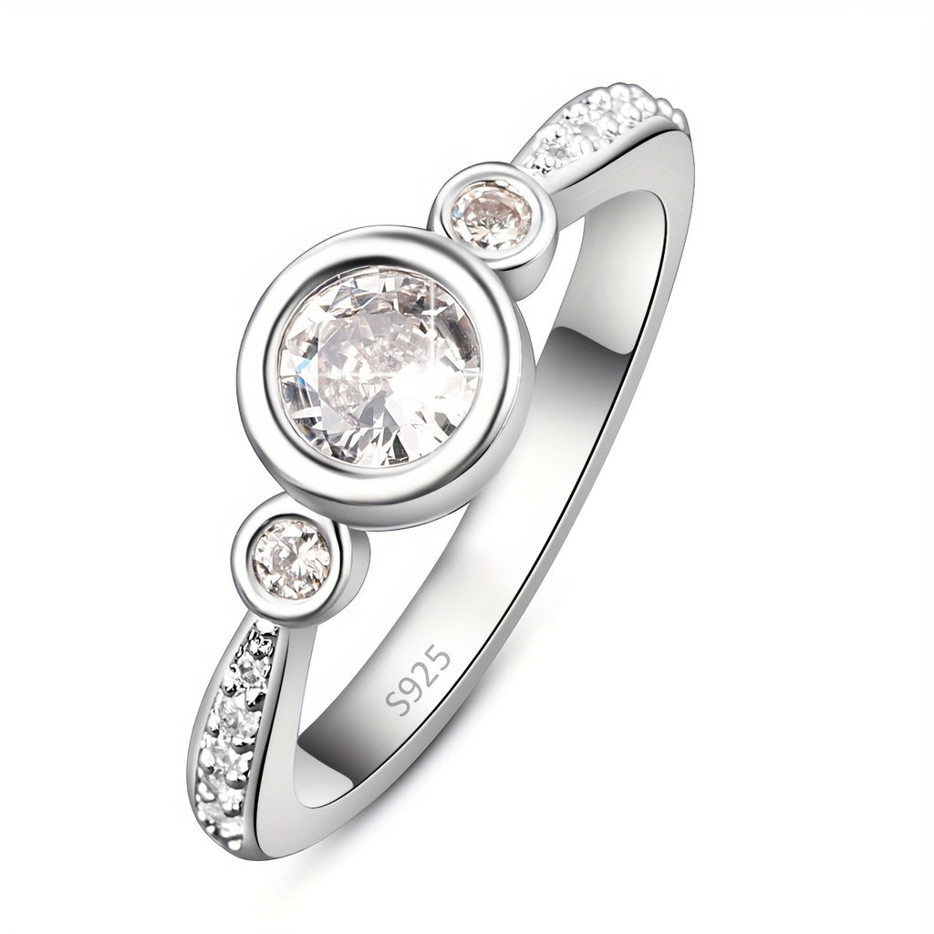 Gemstone Three Stone Zircon Decor Ring