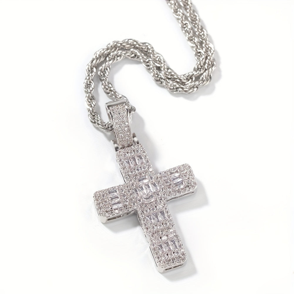 Hip Hop Copper Inlaid Cubic Zirconia Pendant Necklace