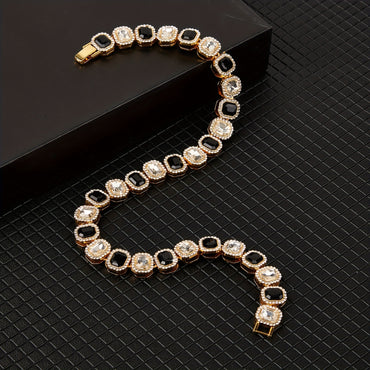Square Rhinestone White Black Necklace