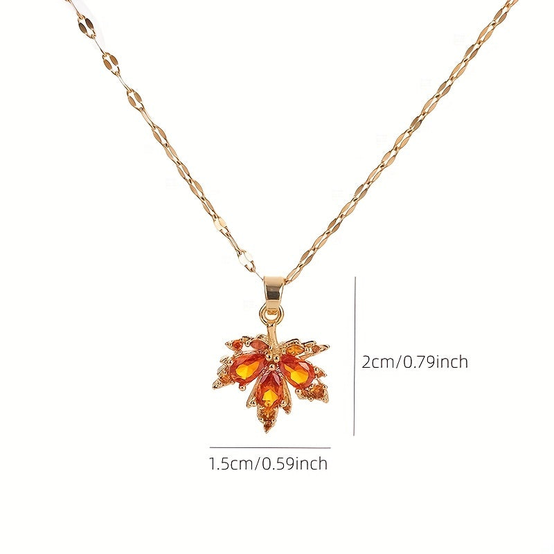 Red Maple Leaf Pendant Necklace