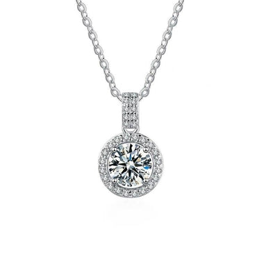 Women Stunning 925 Sterling Silver Moissanite Pendant Neckla