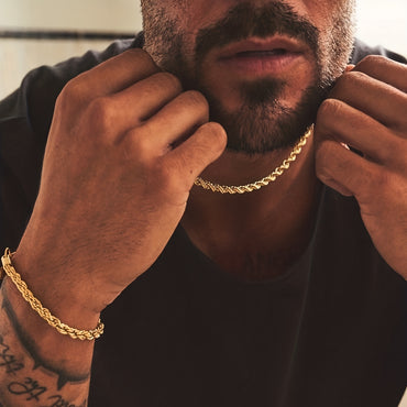 Hip Hop Rope Chain Men's Necklace Bracelet Set